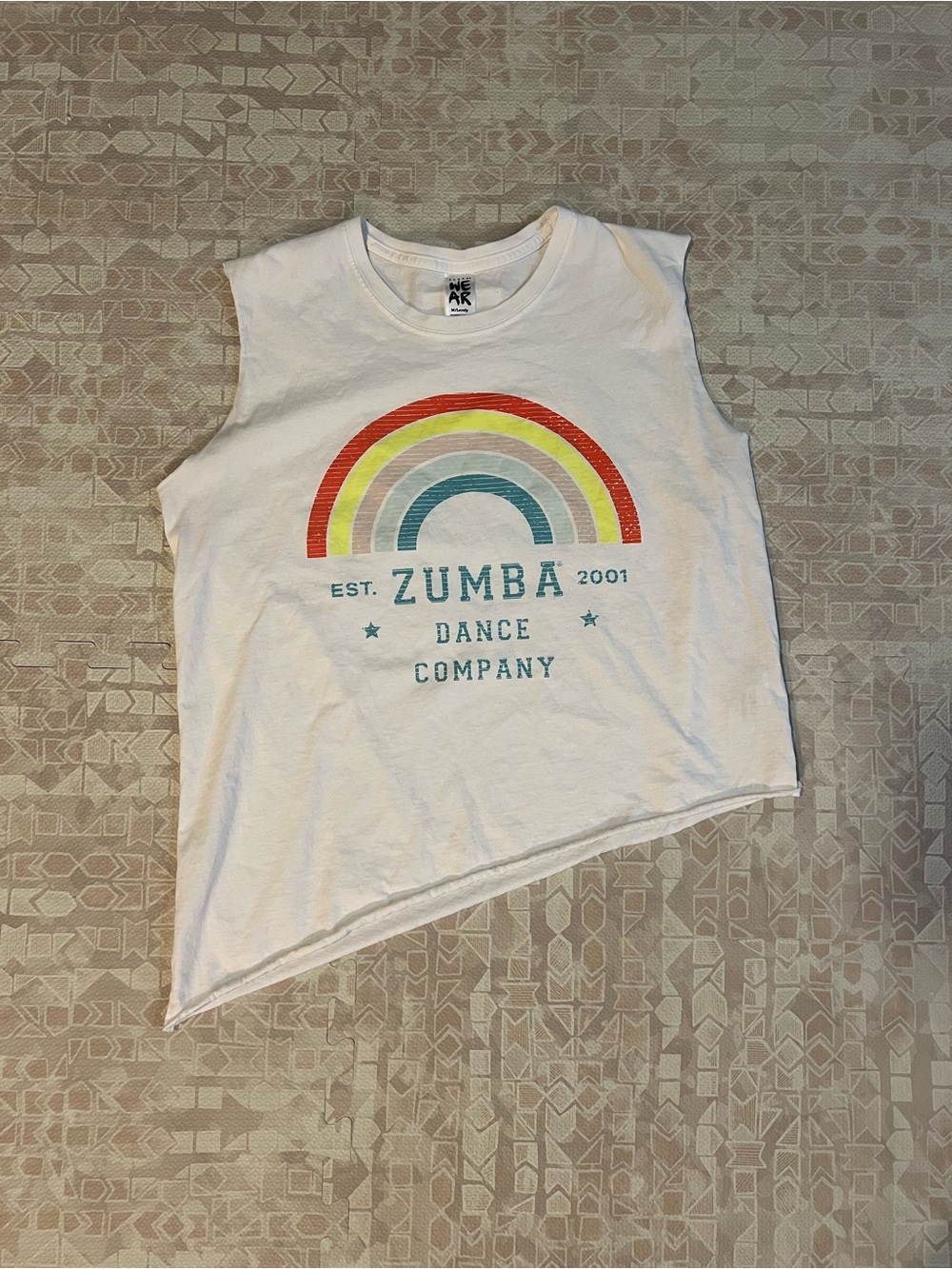 Zumba Fitness White Tank Top with Rainbow Graphic